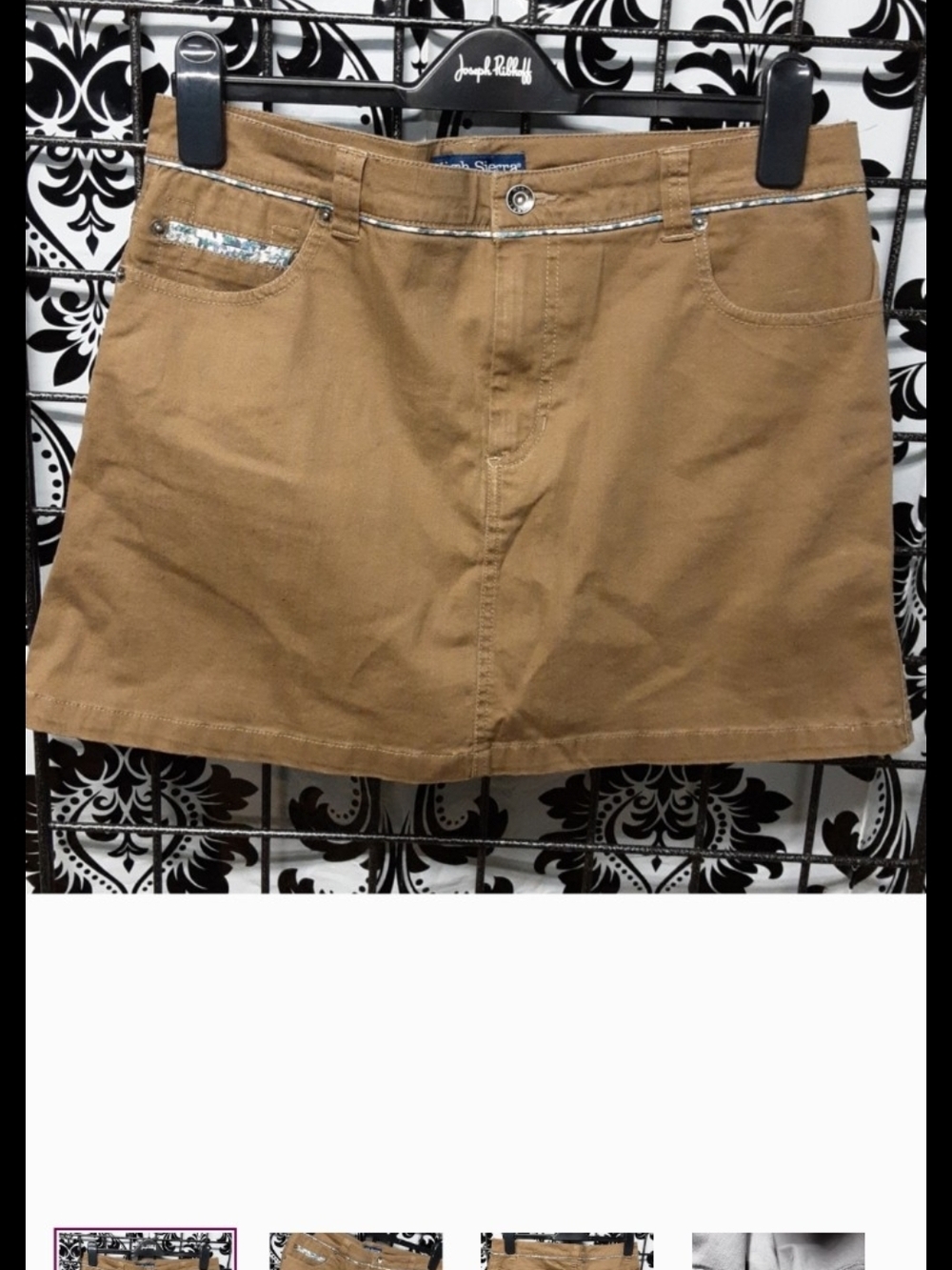 High Sierra Tan Mini Skirt with Subtle Pocket Trim